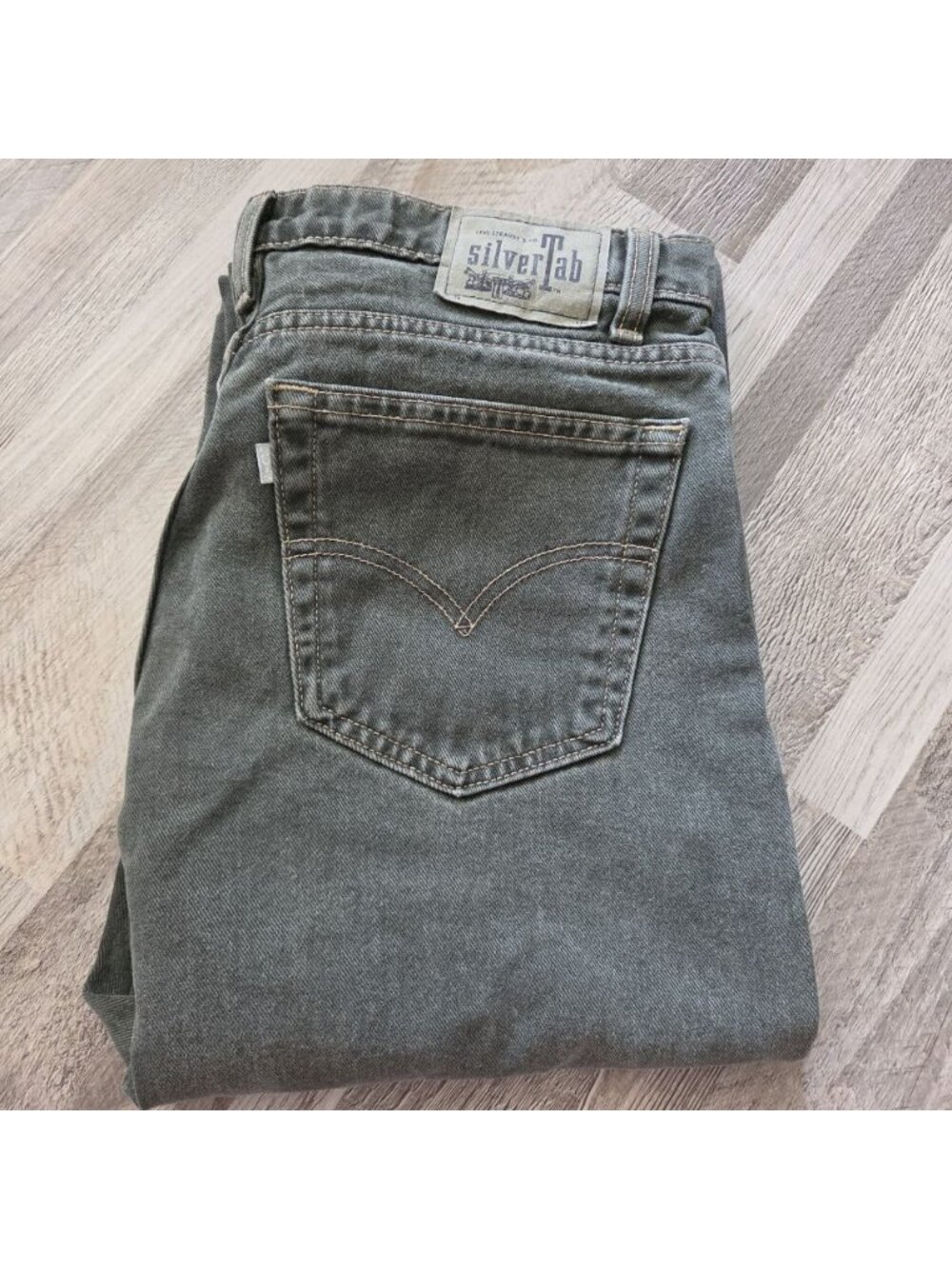 Vintage Silver Tab Jeans Mens 34x34 (Measures 32x30) Relaxed Green 90s Grunge